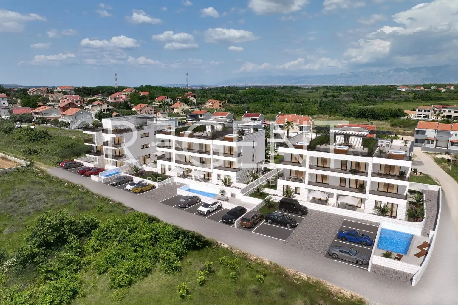 Zadar, Privlaka - Trojizbový byt v obytnom komplexe blízko mora 75 m2, novostavba