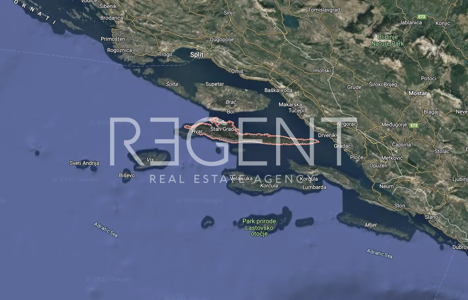 Hvar - poľnohospodárska pôda v prvom rade pri mori, 70 000 m2