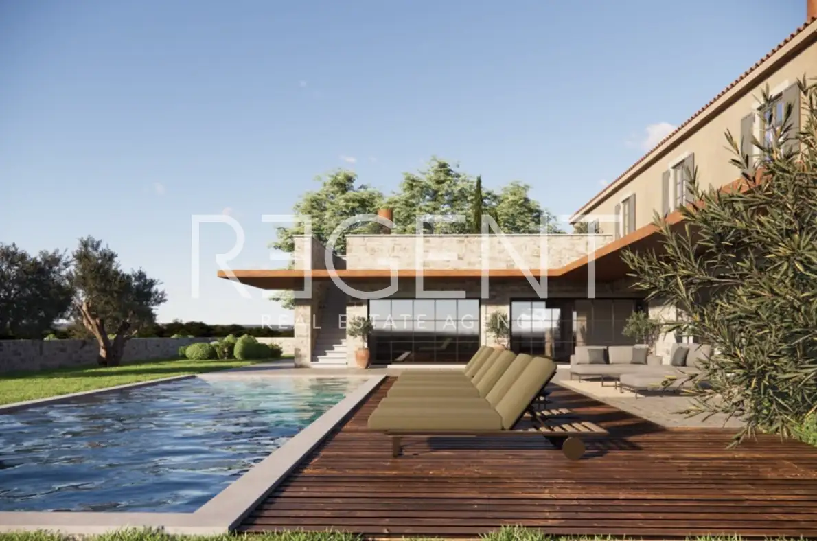 Istra, Buje - Gradbeno zemljišče s projektom in pogledom na morje