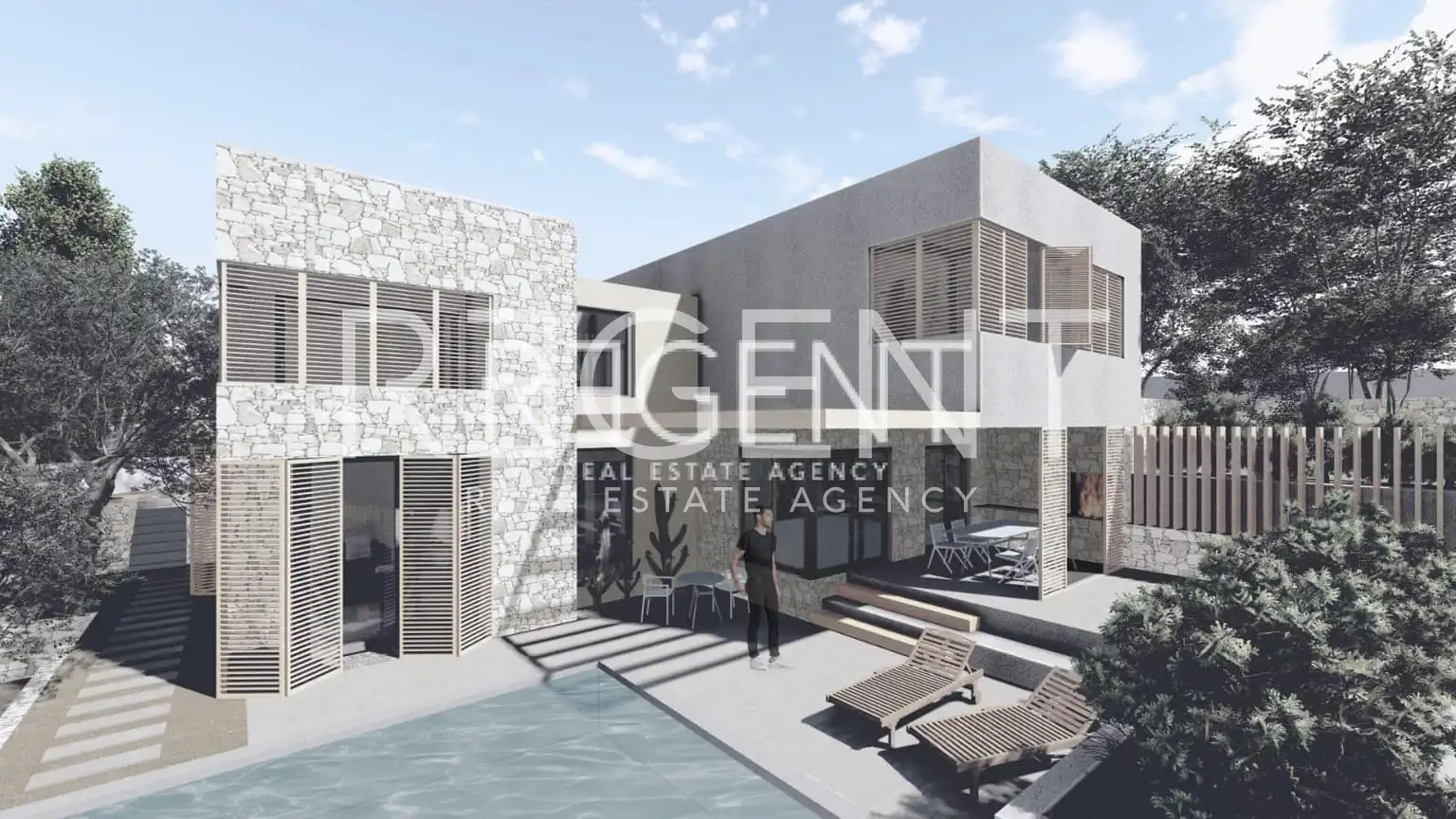 Brač, Splitska - Građevinsko zemljište s projektom 1512 m2