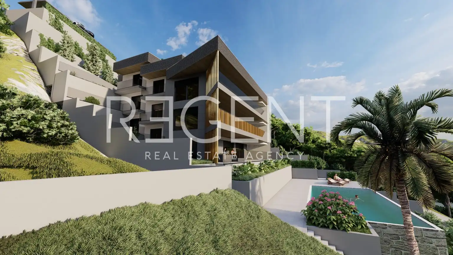 Omiš, Borak – Pozemok s projektom na výstavbu troch luxusných víl 2460m2
