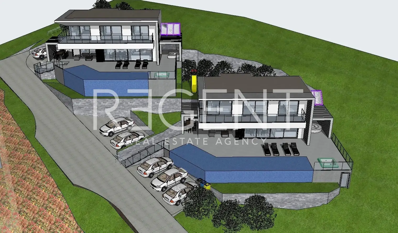 Dugi Rat – građevinska zemljišta s projektima modernih vila i pogledom