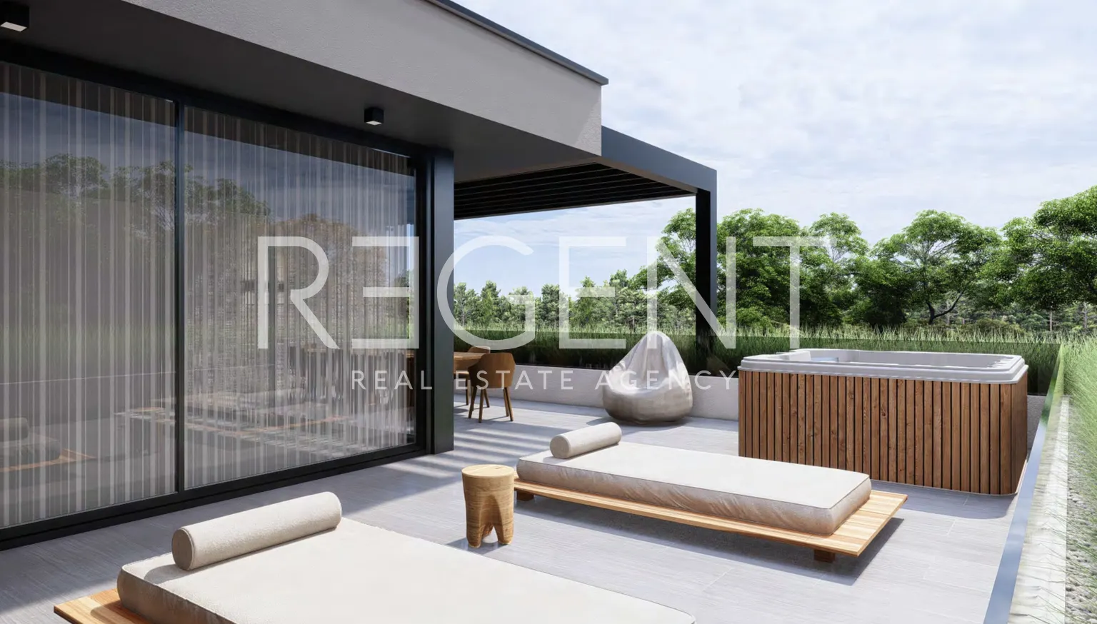 Istrie, Vabriga - Luxusní třípokojový byt s bazénem a zahradou 119 m2