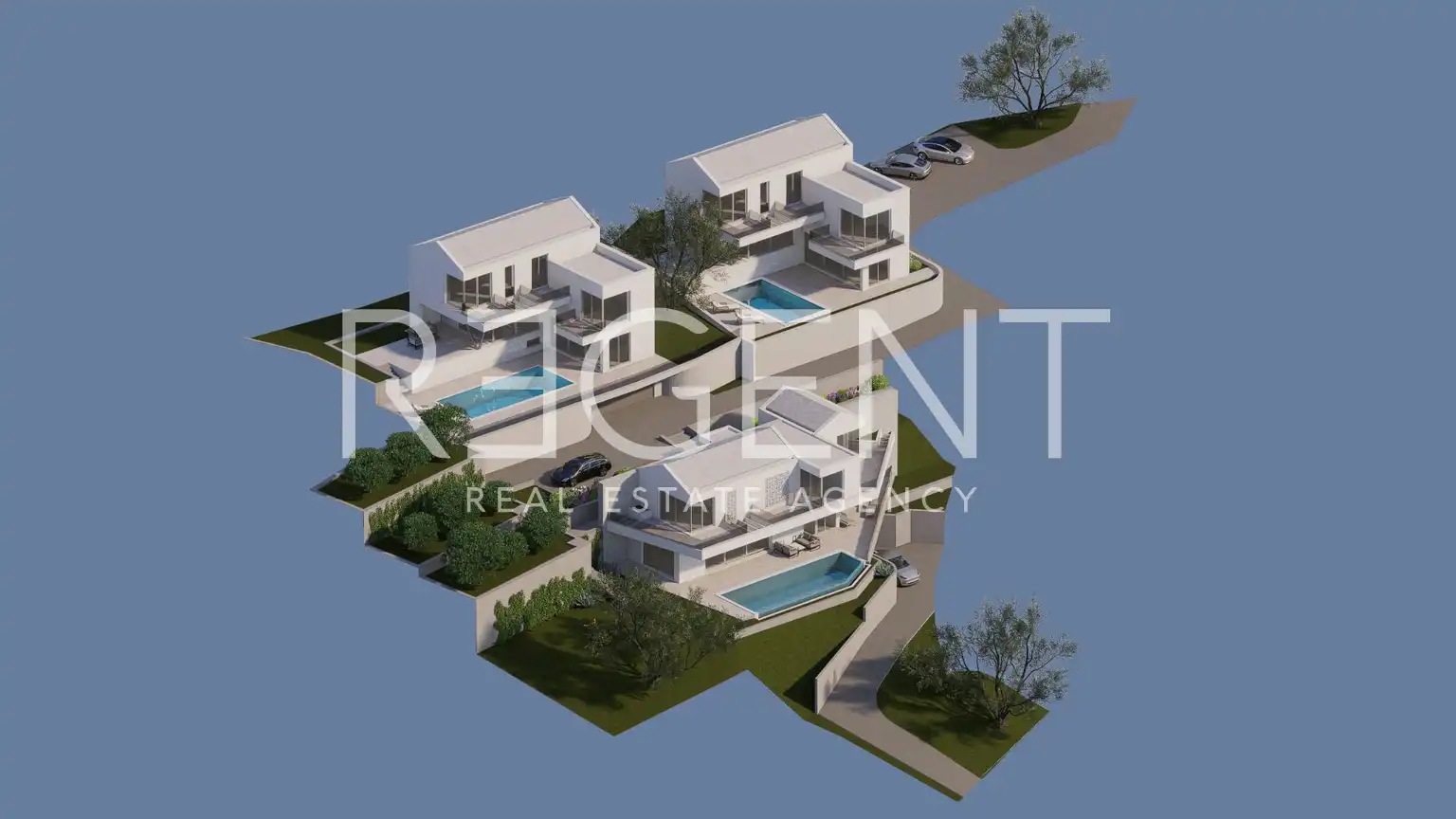 Split, Podstrana - Pozemek 3355 m2 s projektem pro tři vily