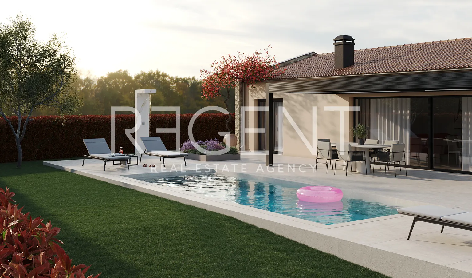 Istrie, Žminj - Moderní přízemní dům s bazénem 106 m2