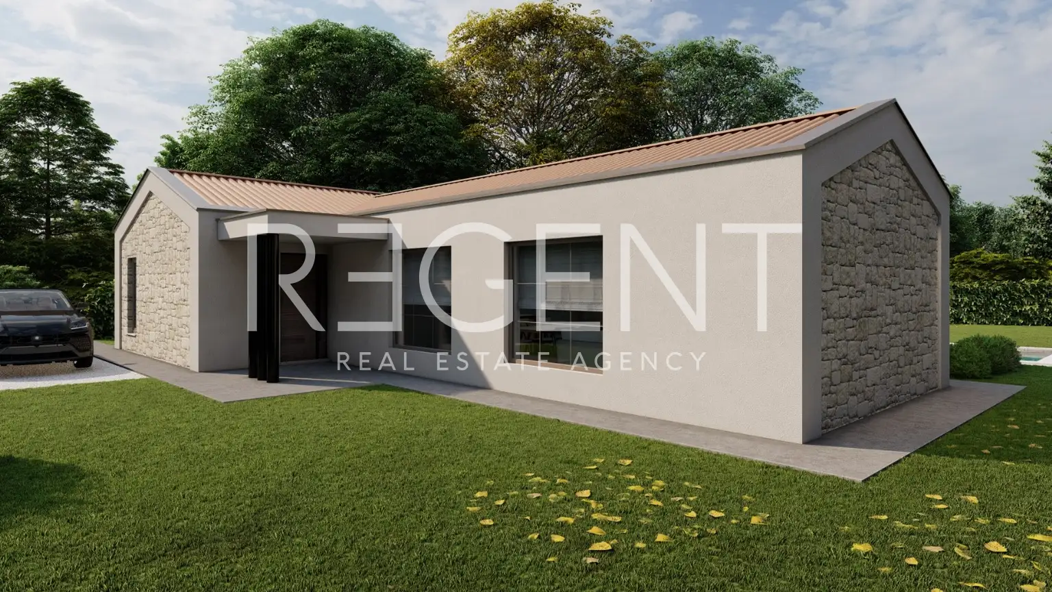 Istria, okolica - nowoczesny dom parterowy w budowie