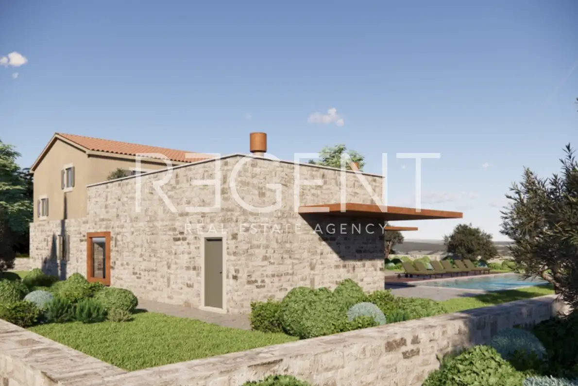 Istra, Buje - Gradbeno zemljišče s projektom in pogledom na morje