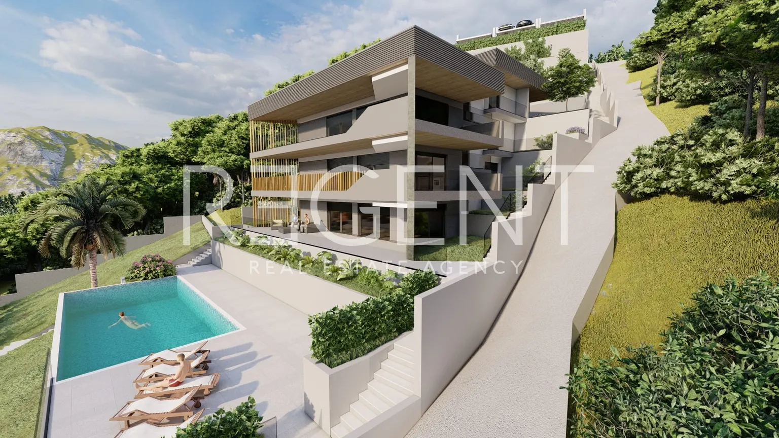 Omiš, Borak – Pozemok s projektom na výstavbu troch luxusných víl 2460m2