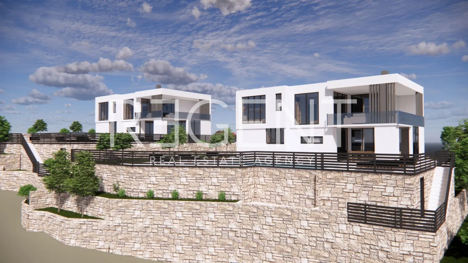 Split, Klis - Pozemok 1800 m2 s projektom pre dve vily