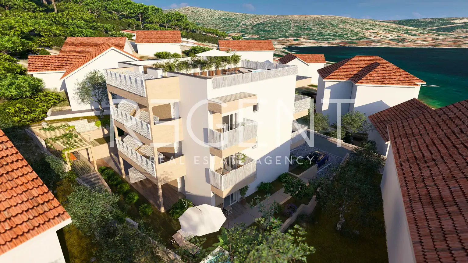 Marina, Poljica - Dvosoban stan s krovnom terasom modernoj novogradnji