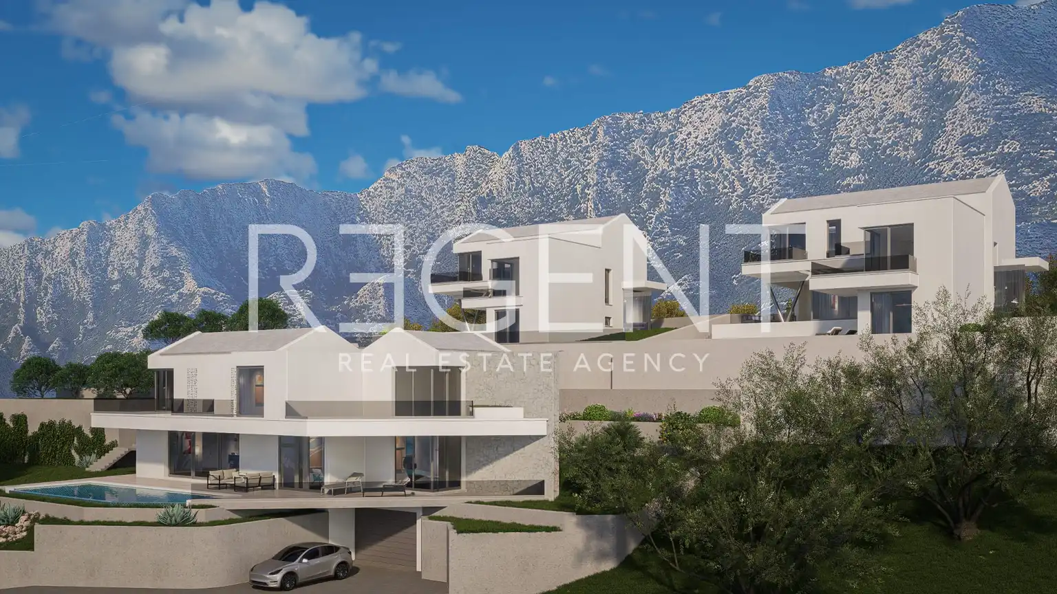 Split, Podstrana - Pozemek 3355 m2 s projektem pro tři vily