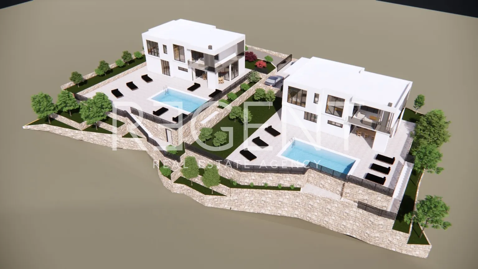Split, Klis - Pozemok 1800 m2 s projektom pre dve vily
