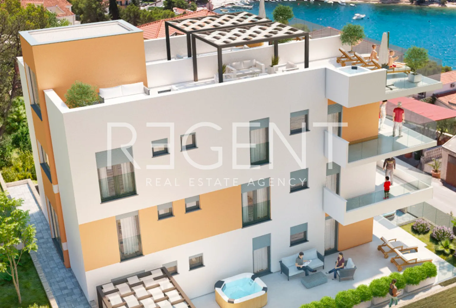 Trogir, Okrug Gornji – Dvosoban penthouse s krovnom terasom