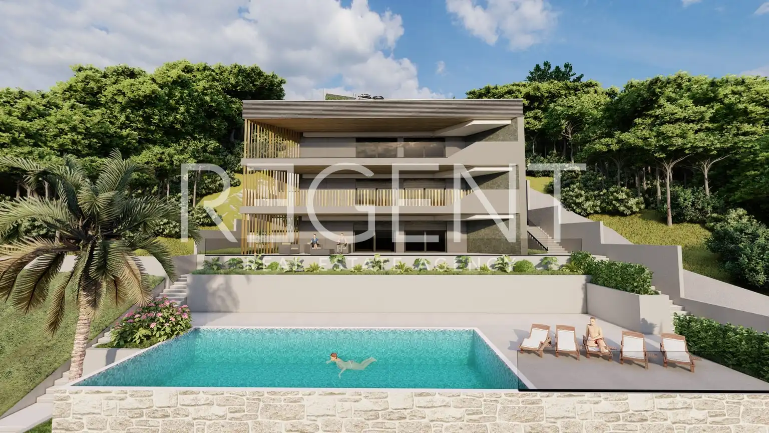 Omiš, Borak – Pozemok s projektom na výstavbu troch luxusných víl 2460m2