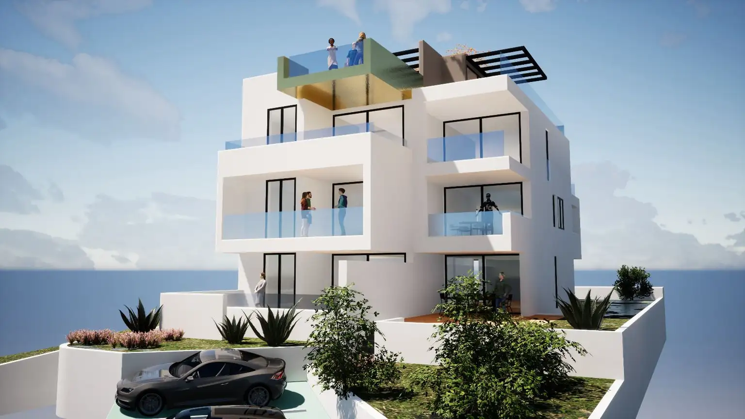 Trogir, Čiovo - Construction neuve moderne avec vue sur la mer