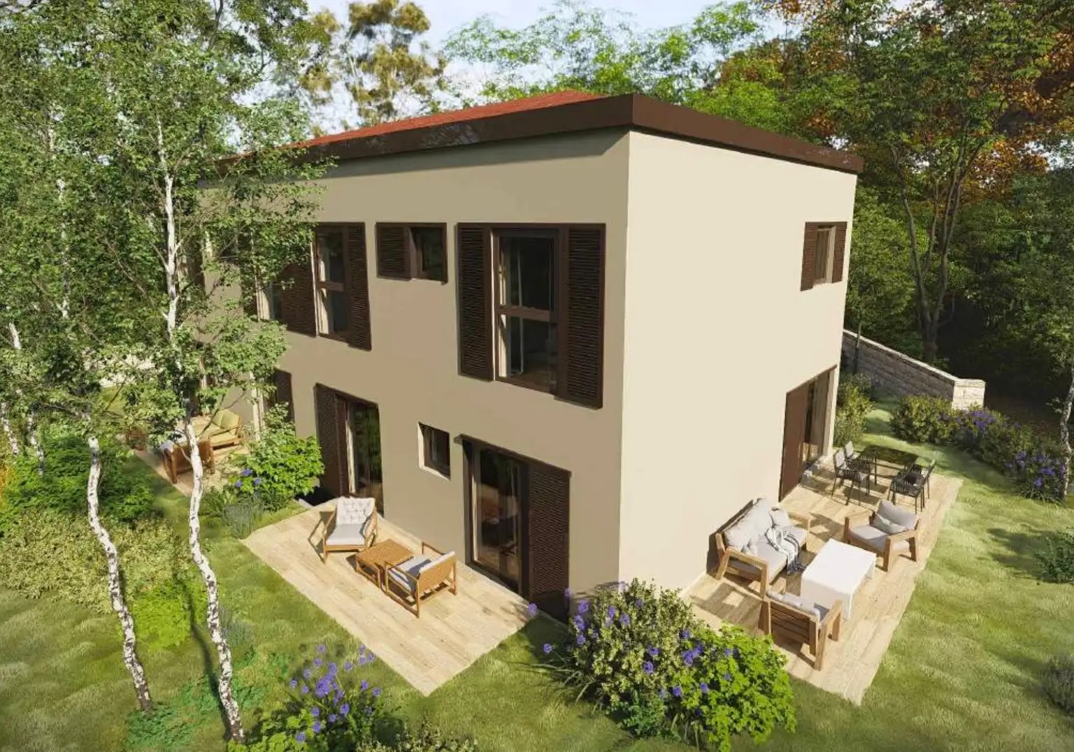Omišalj, Krk – Neubau mit 4 Zweizimmerwohnungen, Abstellräumen und 2 Parkplätzen
