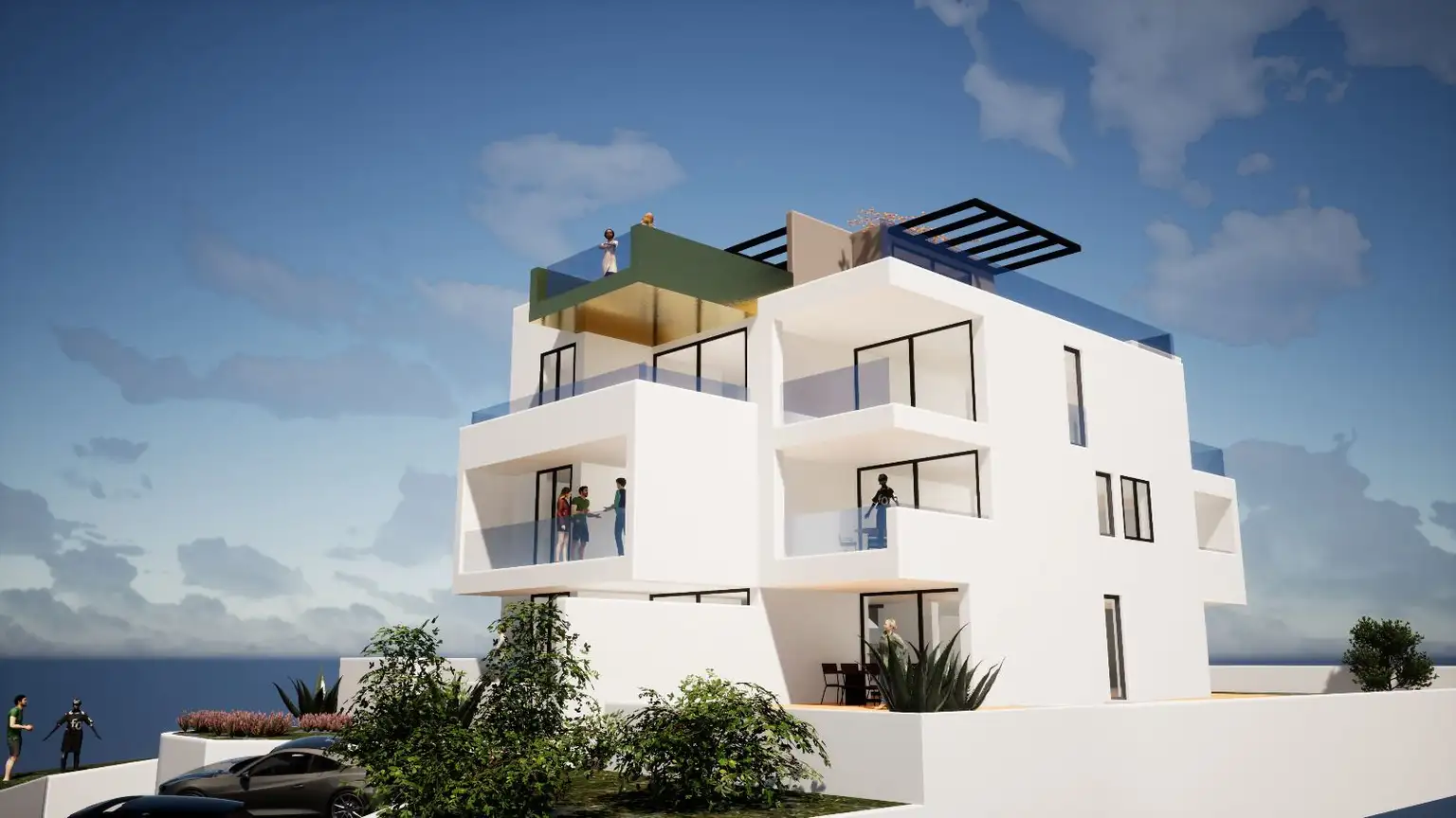 Trogir, Čiovo - Construction neuve moderne avec vue sur la mer