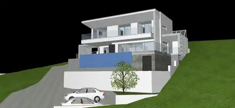 Omiš, Borak – građevinsko zemljište s projektom vile i bazenom