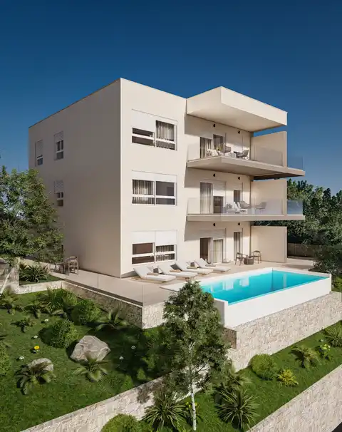 Trogir, Marina - Appartement de trois chambres avec balcon dans un nouveau bâtiment moderne