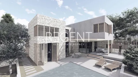 Brač, Splitska - Stavební pozemek s projektem 1512 m2
