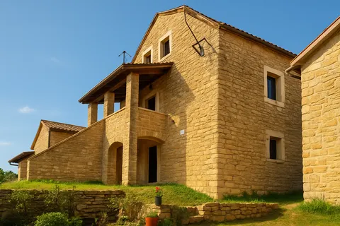Istra, Motovun - tradicionalna istarska kuća s pogledom na Motovun