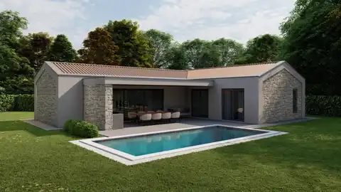Istria, okolica - nowoczesny dom parterowy w budowie