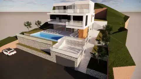 Omiš, Pisak - Građevinsko zemljište sa projektom vile