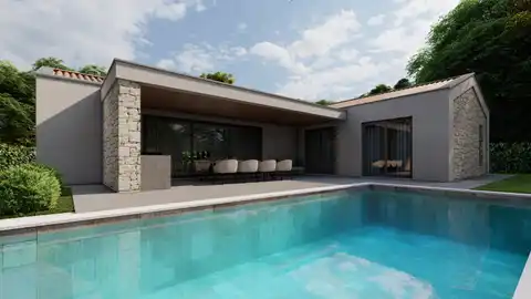 Istria, okolica - nowoczesny dom parterowy w budowie