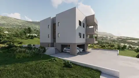Podstrana - Appartement de trois pièces avec jardin, piscine et vue sur la mer