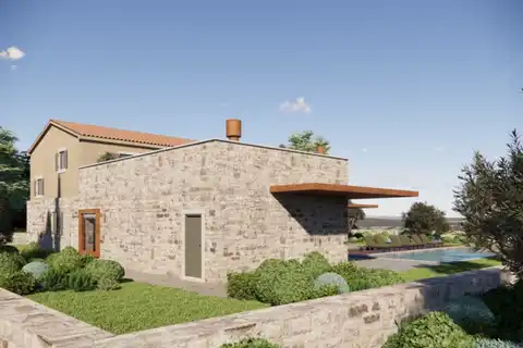 Istrie, Buje - Terrain constructible avec projet et vue sur la mer