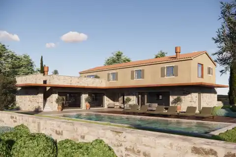 Istrie, Buje - Terrain constructible avec projet et vue sur la mer