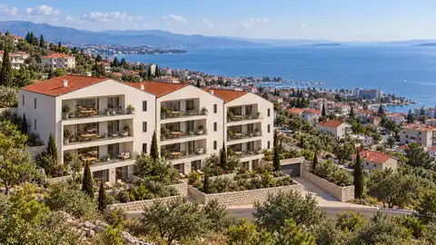 Podstrana – appartement 3B, 1er étage, 89 m², 2 chambres, loggia, vue sur mer