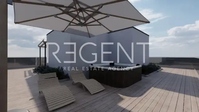 Brač, Postira – penthouse S3 avec terrasse sur le toit, garage et vue