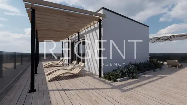 Brač, Postira – penthouse S3 avec terrasse sur le toit, garage et vue