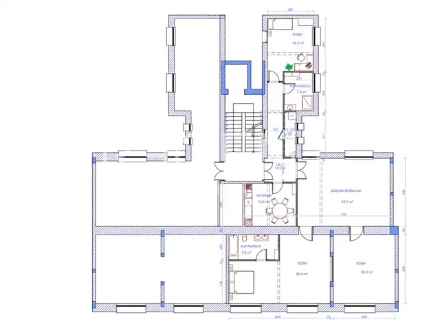 Stan 163 m², Palmotićeva — lift, potpuna obnova, 3 spavaće sobe