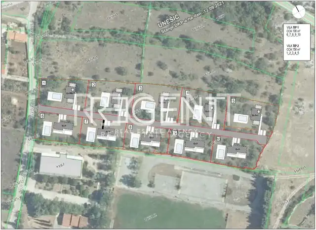 Šibenik, Unešić - građevinsko zemljište s projektom, 13459m2