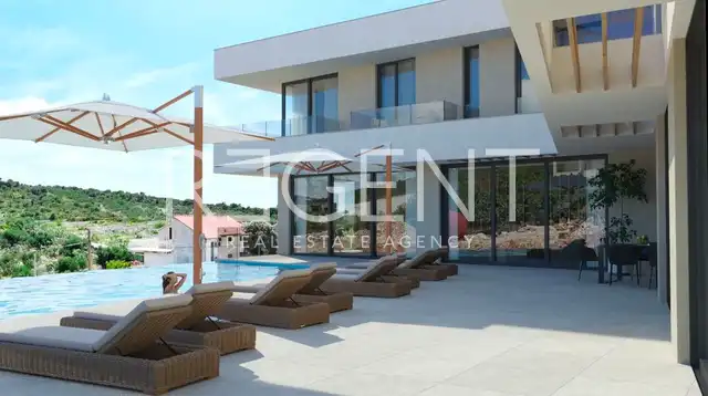 Rogoznica, Kanica - Moderná vila s výhľadom na more 400 m2