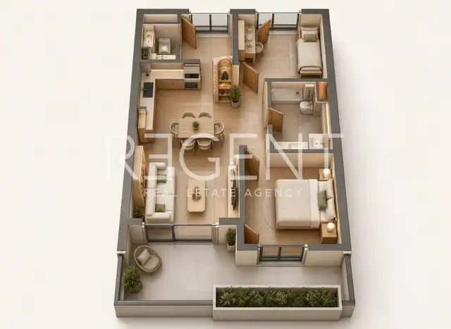 Split, Hohe Lage - Zweizimmerwohnung mit Terrasse und Loggia in einem modernen Neubau