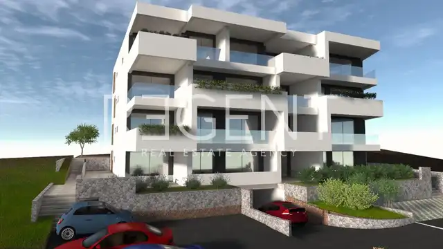 Trogir, Okrug Gornji – Dvosoban stan s pogledom na more 65 m2 novogradnja