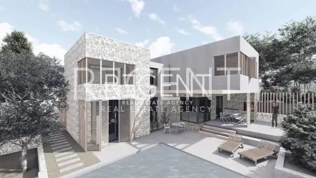 Brač, Splitska - Stavebný pozemok s projektom 1512 m2