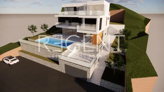 Omiš, Pisak - Građevinsko zemljište sa projektom vile