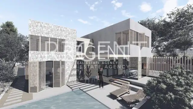 Brač, Splitska - Stavebný pozemok s projektom 1512 m2