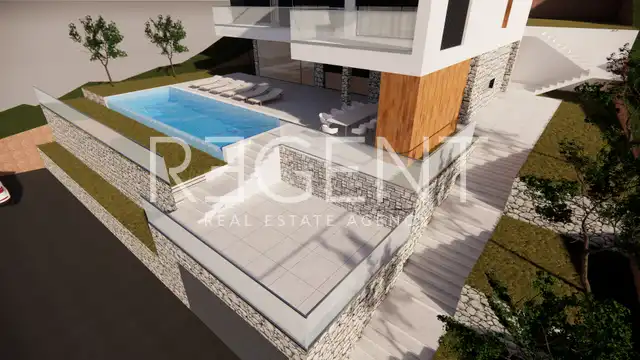 Omiš, Pisak - Građevinsko zemljište sa projektom vile