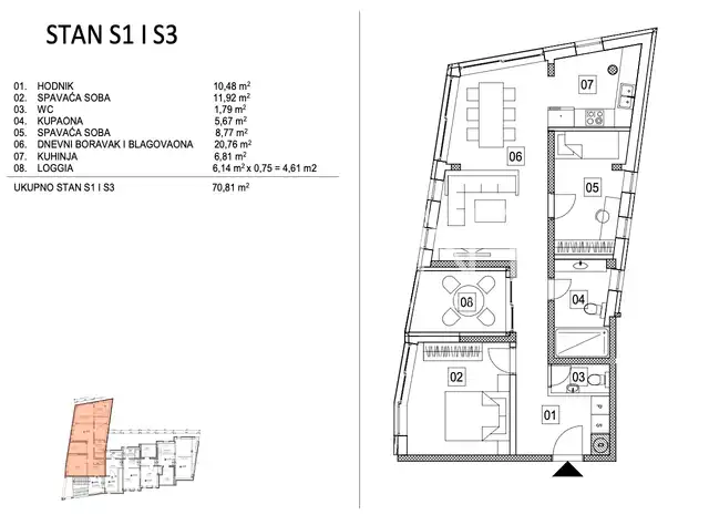 Záhřeb, Šestine – Třípokojový byt 102 m², novostavba