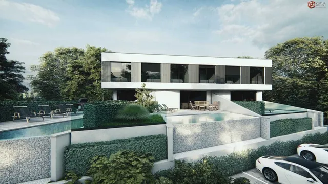 Pag, Mandre - Nowe budynki mieszkalne z trzema apartamentami z basenami.