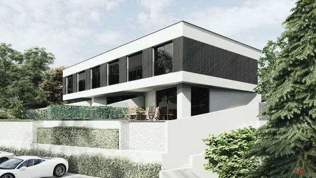 Pag, Mandre - Nowe budynki mieszkalne z trzema apartamentami z basenami.