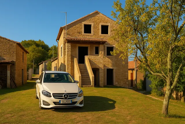 Istra, Motovun - tradicionalna istarska kuća s pogledom na Motovun