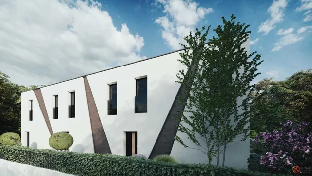 Pag, Mandre - Nowe budynki mieszkalne z trzema apartamentami z basenami.