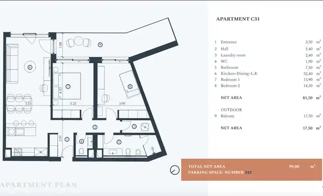 RE54465Tlocrt apartmana