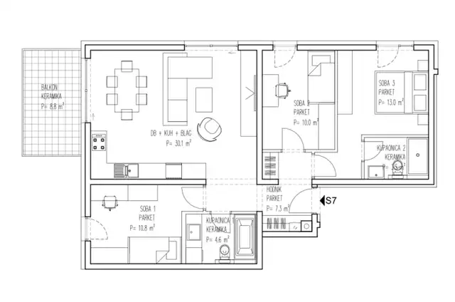 RE731601Pianta dell'appartamento S7